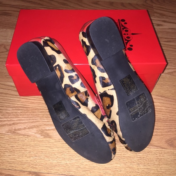 JOE FRESH Calfhair Animal Print & Red Loafers Sz.8 - Picture 4 of 6